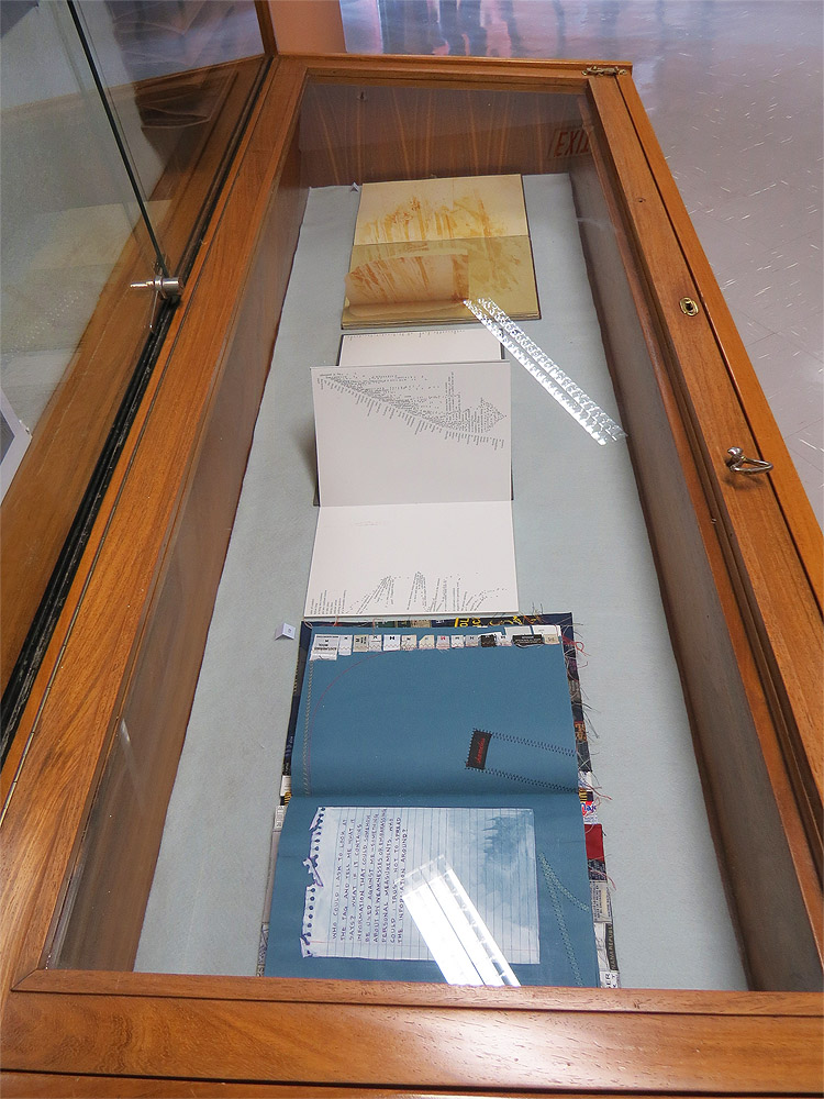 Click the image for a view of: Cabinet including Sam Winston's A Dictionary Story, Pablo Neruda’s Las Piedras del Cielo (Skystones) & Mark Wagner, Kathryn Gritt and Dylan Graham's Tag